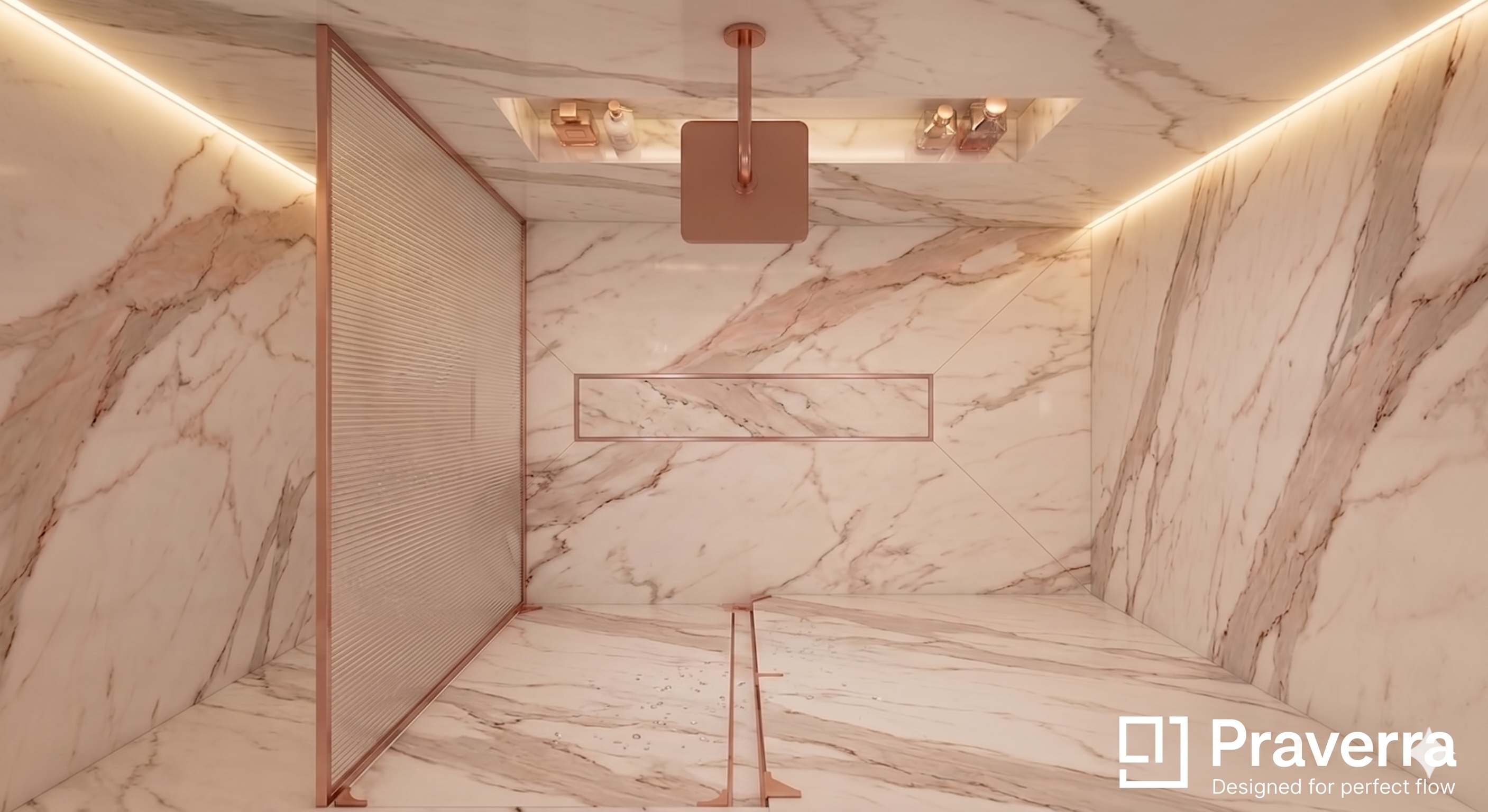Praverra Tile Drainer Rose Gold view 3
